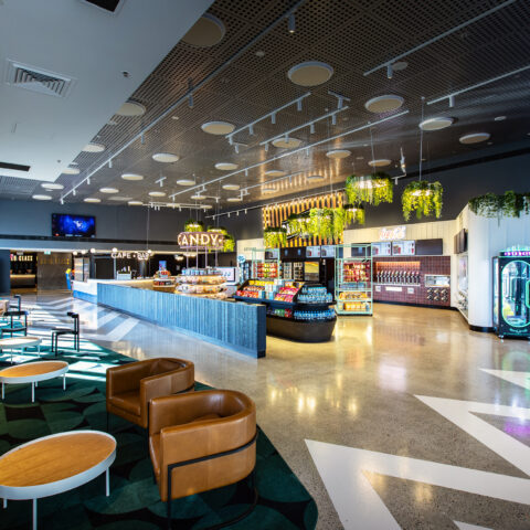 A vibrant multi-zone concession offer that blends cinema nostalgia with contemporary retail theatre.